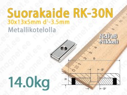 Ruuvikiinnityksellä Suorakaidemagneetti RK-30N, Metallikotelolla