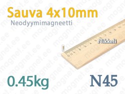 Neodyymi Sauvamagneetti 4x10mm, N45, Nikkeli