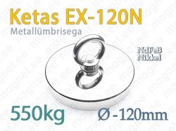 Silmusega magnet, Ketas EX-120N, Metallümbrisega