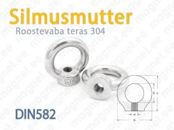 Silmusmutter e. Tõstemutter, DIN582, Roostevaba 304