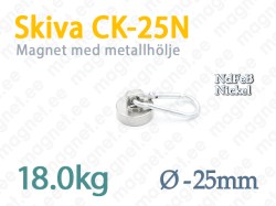 Skivmagnet med karbinhake CK-25N, Nickel