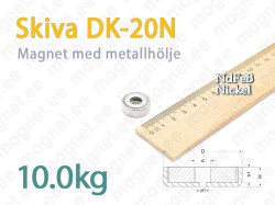 Skivmagnet med centralt hål DK-20N, Metallhölje