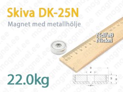 Skivmagnet med centralt hål DK-25N, Metallhölje