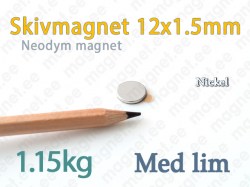 Självhäftande Neodym Skivmagnet 12x1.5mm