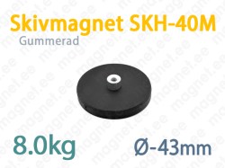 Gummerad med invändig gänga Skivmagnet SKH-40M, Svart