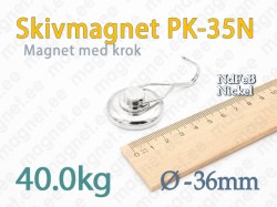 Skivmagnet med krok PK-35N, Nickel