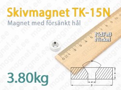 Skivmagnet med försänkt hål TK-15N, Nickel