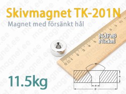 Skivmagnet med försänkt hål TK-201N, Nickel