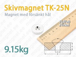 Skivmagnet med försänkt hål TK-25N, Nickel