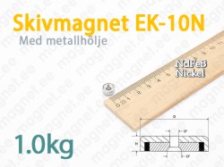 Skivmagnet med försänkt hål EK-10N, Metallhölje
