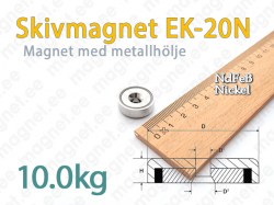 Skivmagnet med försänkt hål EK-20N, Metallhölje