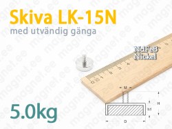Skivmagnet med utvändig gänga LK-15N, Metallhölje