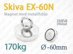 Skivmagnet med sluten ögla EX-60N, Metallhölje