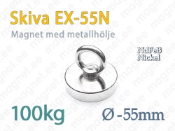 Skivmagnet med sluten ögla EX-55N, Metallhölje