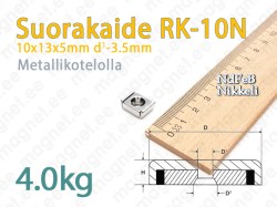 Ruuvikiinnityksellä Suorakaidemagneetti RK-10N, Metallikotelolla