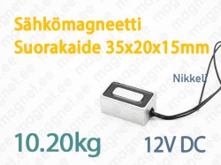 Sähkömagneetti Suorakaide 35x20x15mm, 12V DC, Nikkeli