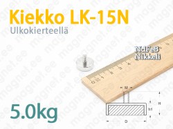 Ulkokierteellä magneetti Kiekko LK-15N, Metallikotelolla