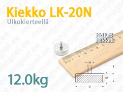 Ulkokierteellä magneetti Kiekko LK-20N, Metallikotelolla