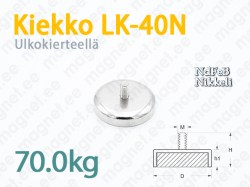 Ulkokierteellä magneetti Kiekko LK-40N, Metallikotelolla