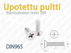 Upotettu pultti Ristipää PH, DIN965, Ruostumaton 304