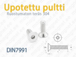 Sisäinen Kuusikulmio Pultti DIN7991, Uppokanta, Ruostumaton 304