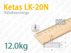 Väliskeermega magnet Ketas LK-20N, Metallümbrisega