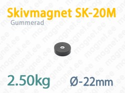 Gummerad med invändig gänga Skivmagnet SK-20M, Svart