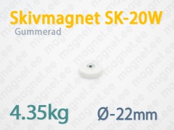 Gummerad med invändig gänga Skivmagnet SK-20W, Vit