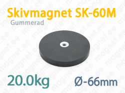 Gummerad med invändig gänga Skivmagnet SK-60M, Svart