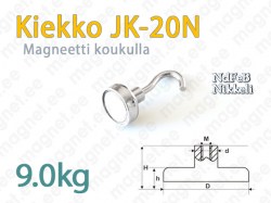 Kiekkomagneetti koukulla JK-20N, Nikkeli