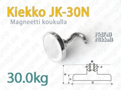 Kiekkomagneetti koukulla JK-30N, Nikkeli