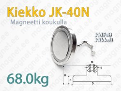 Kiekkomagneetti koukulla JK-40N, Nikkeli