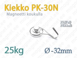 Kiekkomagneetti koukulla PK-30N, Nikkeli