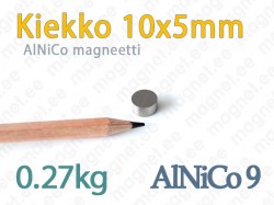 AlNiCo Kiekkomagneetti 10x5mm, Alnico9