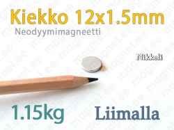 Tarrakiinnitteiset Kiekkomagneetti 12x1.5mm