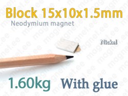 Self-Adhesive Neodymium Magnet Block 15x10x1.5mm