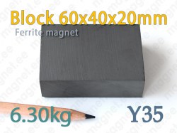 Ferrite magnet Block 60x40x20mm Y35