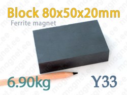 Ferrite magnet Block 80x50x20mm Y33