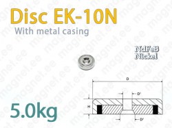Countersink magnet, Disc EK-10N, Metal casing