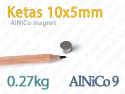 AlNiCo magnet, Ketas 10x5mm, AlNiCo9