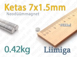 Liimitav Neodüümmagnet Ketas 7x1.5mm