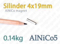 AlNiCo magnet Silinder 4x19mm, AlNiCo5