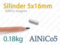 AlNiCo magnet, Silinder 5x16mm, AlNiCo5