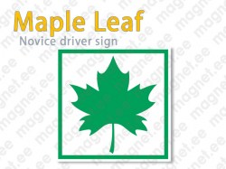 Maple Leaf with sticker, novice driver sign (inside and outside)