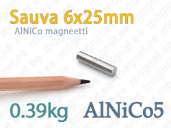 AlNiCo Sauvamagneetti 6x25mm, Alnico5