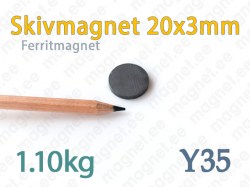 Ferrit Skivmagnet 20x3mm, Y35