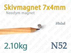 Neodym Skivmagnet 6x2mm, N52, Nickel