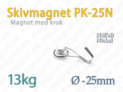 Skivmagnet med krok PK-25N, Nickel