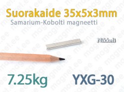 SmCo Suorakaidemagneetti 35x5x3mm, YXG30, Nikkeli