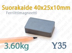 Ferriitti Suorakaidemagneetti 40x25x10mm, Y35